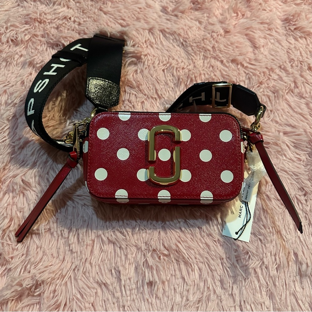 Marc Jacobs Red and White Dot Small Snapshot Camera Bag